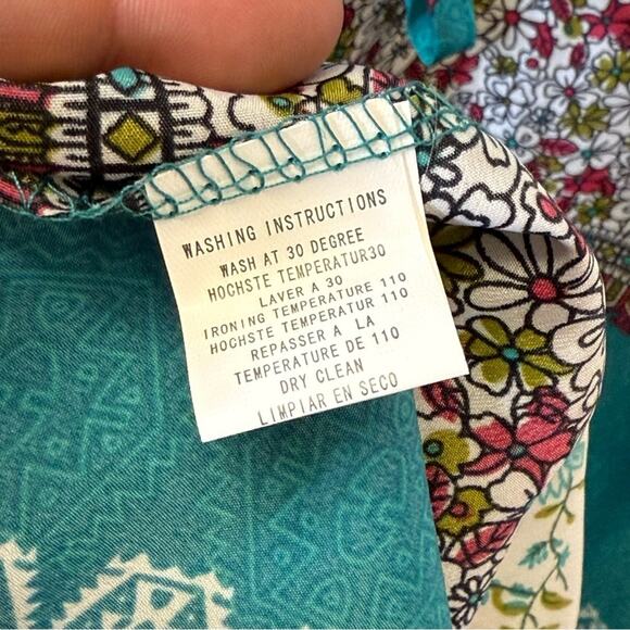 Teal Patterned Women's Dress Silky Dress. Size Medium. Excellent condition! - Picture 6 of 7